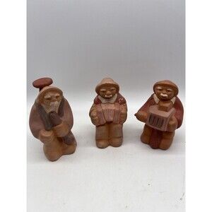 Santiago Terracotta Clay Male Musician Figurines 3 Latino South American Chilean